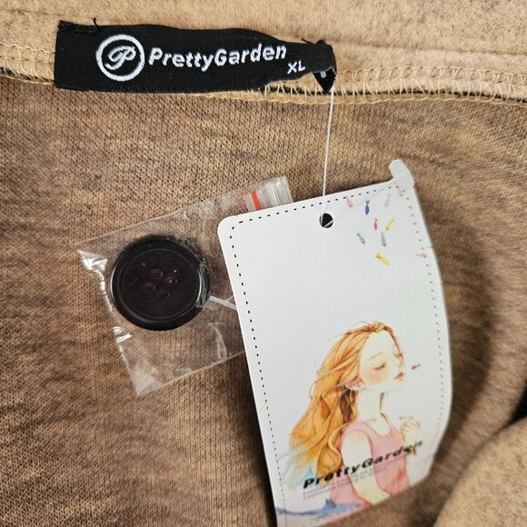 Pretty Garden Womens Long Wool Blend Shacket Pockets Button Closure Tan Size XL - Picture 10 of 11